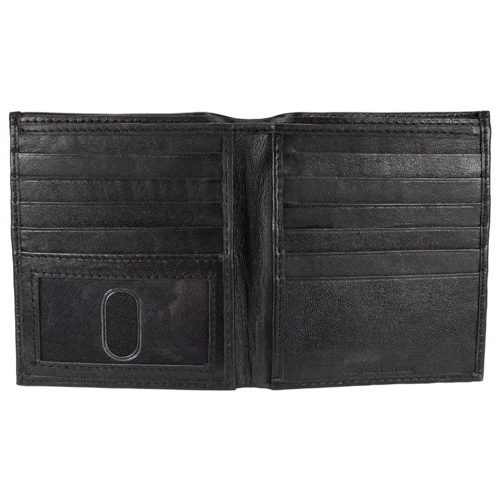 Men Lambskin Leather Long Wallet with Multi Card Holder, Black